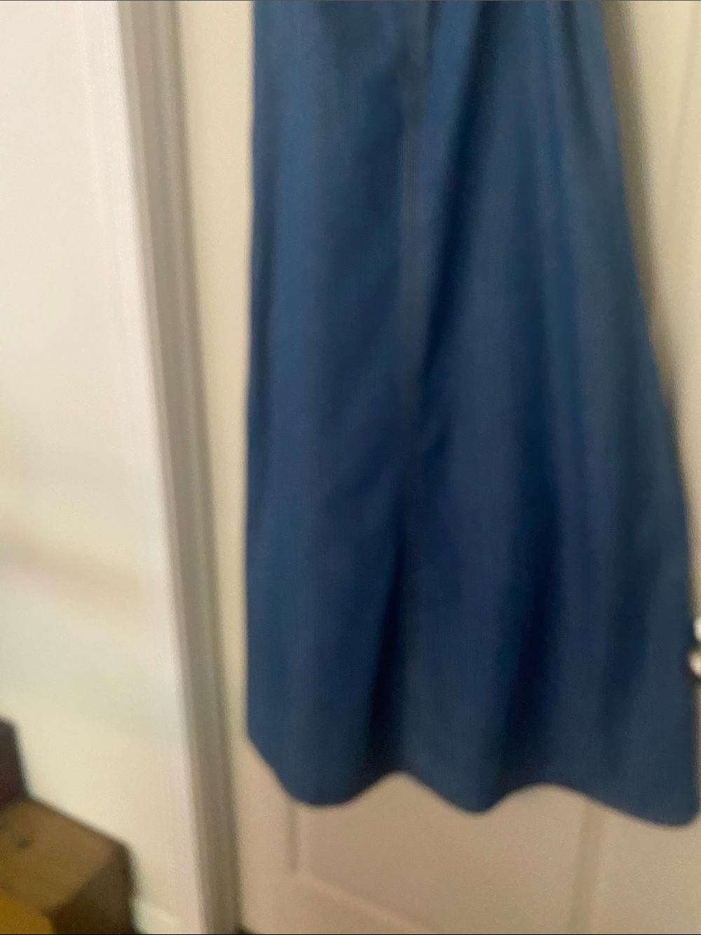 Zara Blue A-Line Women's Dress- Denim Look with adjustable straps size Med. NWT